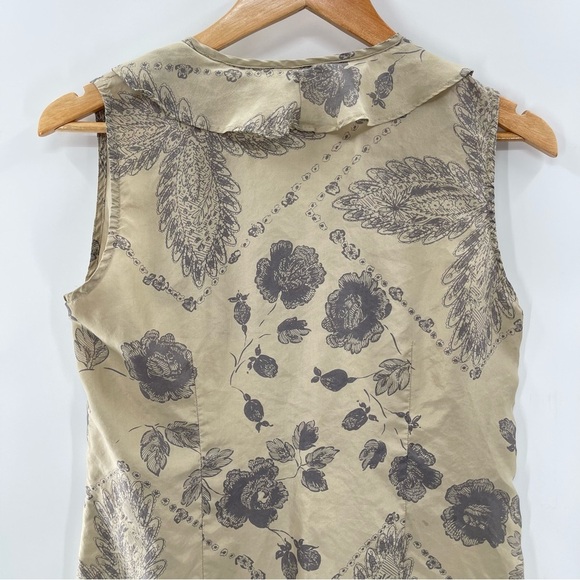 CABI STYLE #149 Silk Tranquil Floral Sleeveless Ruffle Top Size Small - Picture 7 of 11